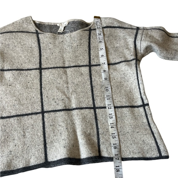 Eileen Fisher Wool Organic Cotton 3/4 Sleeve Peppered Window Pane Sweater PP XXS - Picture 5 of 5